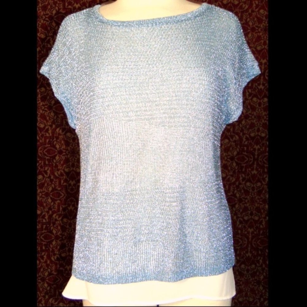 NEW CHICO's blue metallic blouse 1 (S 8)🎃